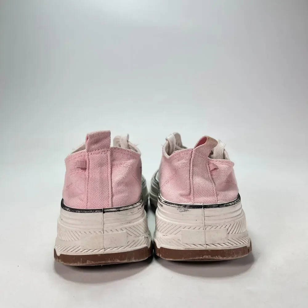 Pink White Lace Up Platform Athletic Shoes Chunky Sneakers Youth Girls Size 3